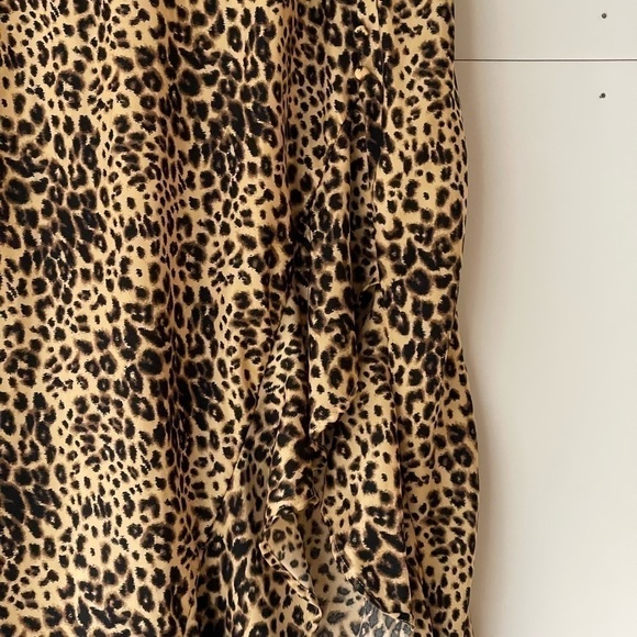 Women's Leopard Animal Print High Low Ruffled Skirt, Sz S - Picture 8 of 15